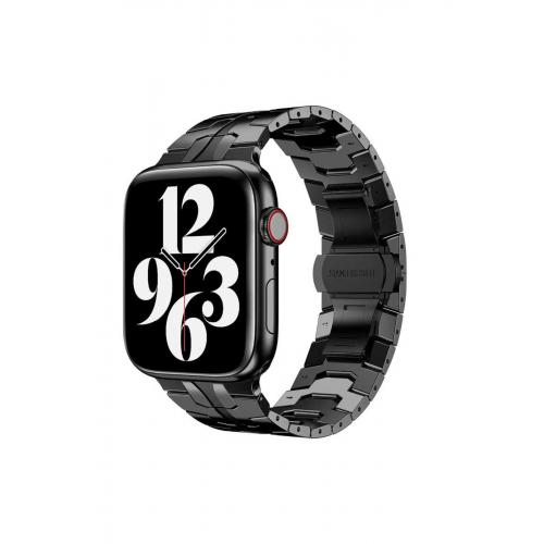 Apple Watch 8 Uyumlu 45mm geçmeli görünümlü Metal Kordon-63 Siyah