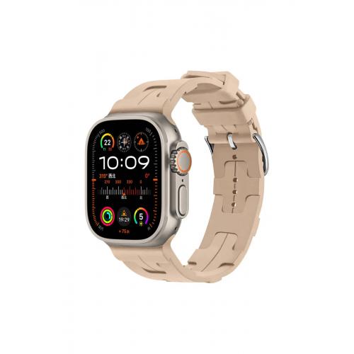 Apple Watch 42-44-45-49mm için Silikon Kordon-92 Açık Kahverengi