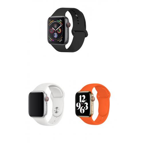 Apple Watch Ultra 2 Uyumlu 49mm Klasik Silikon Kordon 3'lü Set-B21