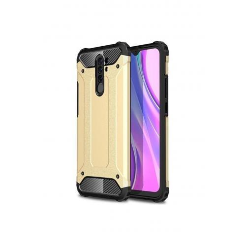 Xiaomi Redmi 9 Kılıf Çift Katmanlı Armour Case Gold