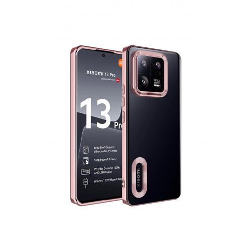 Xiaomi Mi 13 Pro için Kılıf Kamera Korumalı Logo Gösteren Omega Kapak Rose Gold