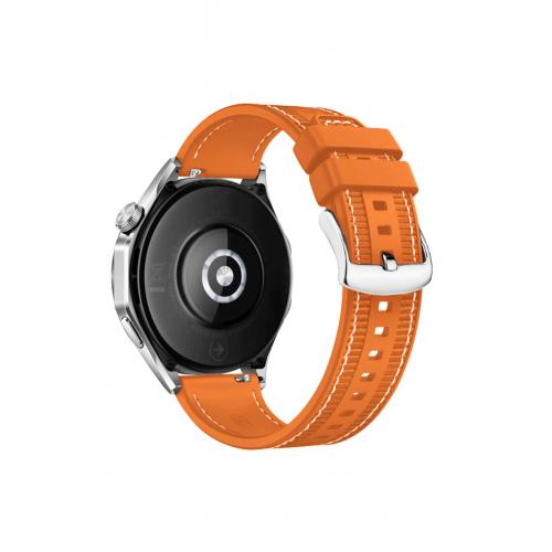 Huawei Watch GT 2 Pro için Spor Örgü Desenli Dikişli Silikon Kordon-102 Turuncu