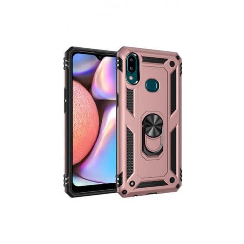 Samsung Galaxy A10s Için Manyetik Yüzüklü Standlı Vega Sert Silikon Kılıf Rose Gold