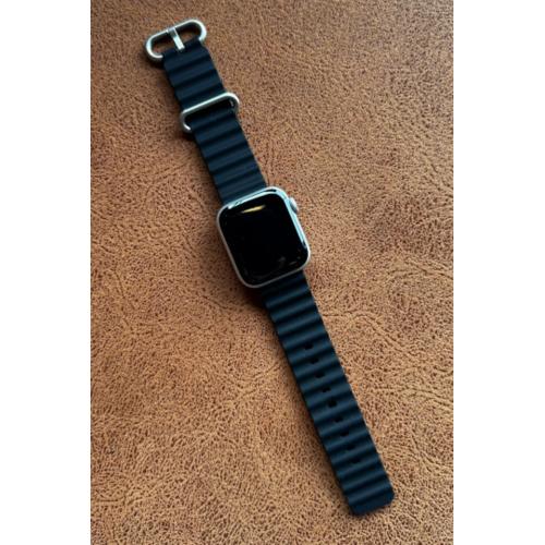 Apple Watch 9 Uyumlu 45mm Ocean Silikon Kordon Siyah