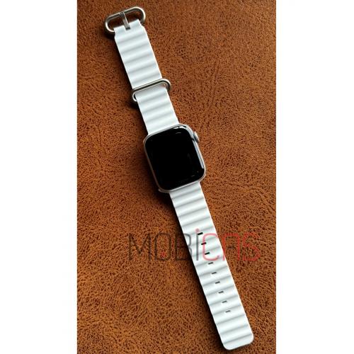 Apple Watch 4 için Uyumlu 44mm Ocean Kordon Kaliteli Silikon Kayış Beyaz