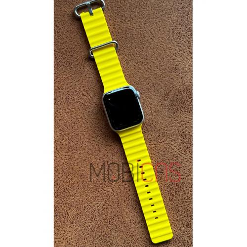 Apple Watch 9 için 45mm Ocean Kordon Kaliteli Silikon Kayış Sarı