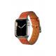 Apple Watch 3/4/5/6/7/8/SE Uyumlu 38-40-41mm Renkli Suni Deri Kordon-76 Turuncu