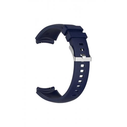 Amazfit Gtr (47mm) Için Lacivert 22mm Çizgili Silikon Kordon-18