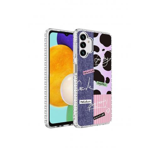 Galaxy A04S için Renkli Desenli Elegans Sert Silikon Kapak No8