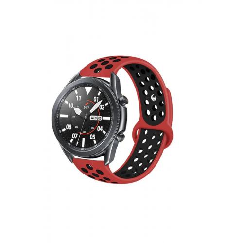 Honor Magic Watch Gs Pro Için Uyumlu Kırmızı-siyah 22mm Delikli Silikon Kordon-02