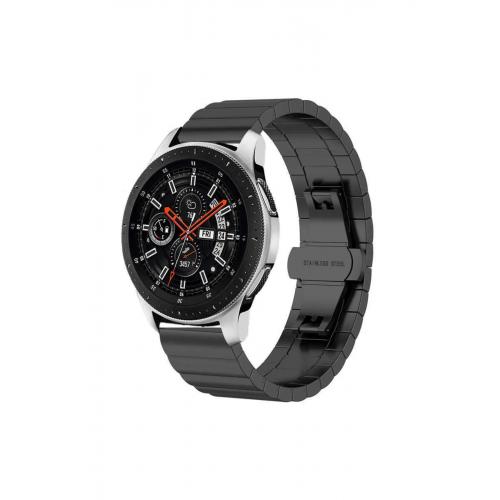 Huawei Watch Gt Sport (46.5mm) Için Siyah 22mm Düz Parça Görünümlü Metal Kordon-16