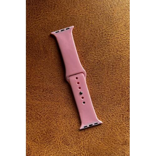 Apple Watch 3 4 5 6 7 8 9 SE Uyumlu 38-40-41mm Klasik Silikon Kordon Pembe