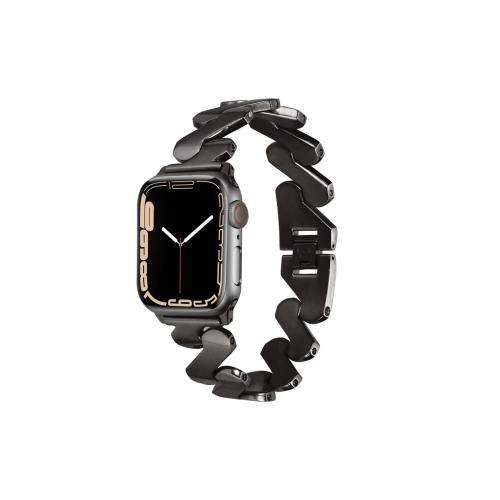 Apple Watch 9 Uyumlu 41mm Metal kordon-80 Siyah