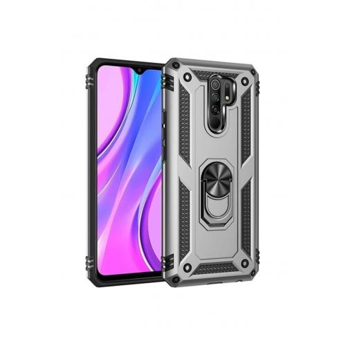 Xiaomi Redmi 9 Kılıf Yüzüklü Manyetik Vega Gri