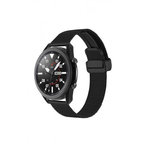 Galaxy Watch 3 (45mm) (22mm) için Klipsli Hasır Metal Kordon-85 Siyah