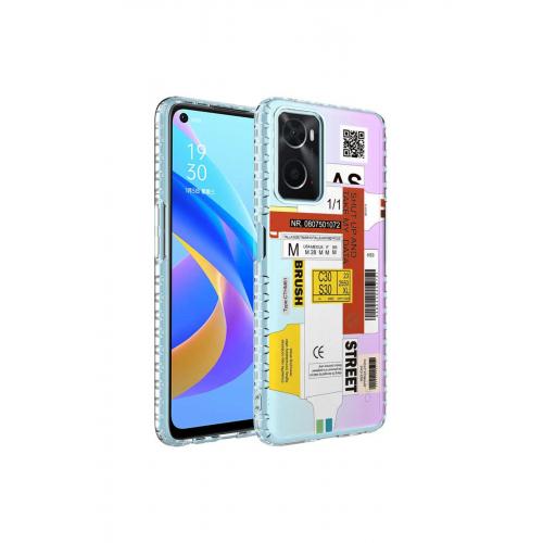 Oppo A96 4G için Renkli Desenli Elegans Sert Silikon Kapak No2