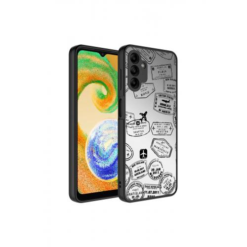 Galaxy A04S için Aynalı Parlak Desenli Kamera Korumalı Mirror Sert Silikon Kapak Seyahat