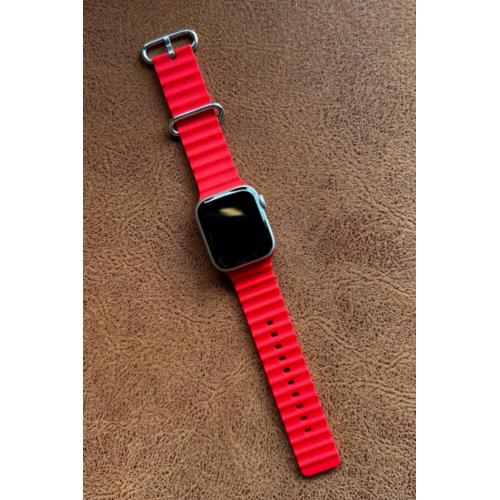 Apple Watch 7 Uyumlu 41mm Ocean Silikon Kordon Kırmızı