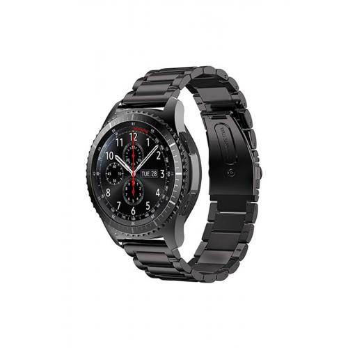 Honor Watch Gs 3 (46mm) Için Uyumlu Siyah 22mm Klasik Metal Kordon-04