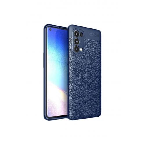 Oppo Reno 5 Pro 5g Kılıf Deri Desenli Lux Niss Silikon Lacivert