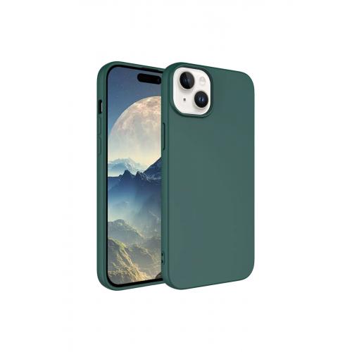 iPhone 15 Uyumlu Kadife iç yüzeyli Lsr Lansman Silikon Kılıf Koyu Yeşil