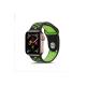 Apple Watch Ultra Uyumlu 49mm Delikli Silikon Kordon-02 Siyah-Yeşil