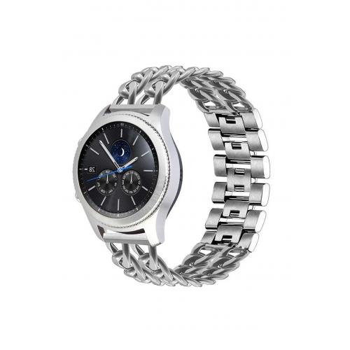 Honor Watch Gs Pro Için Gümüş 22mm Zincir Halkalı Metal Kordon-17 Uyumlu