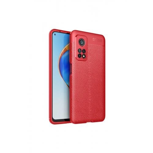 Xiaomi Mi 10t Için Deri Tasarımlı Niss Silikon Kılıf Kırmızı