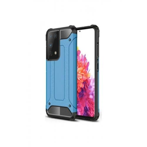 Samsung Galaxy S21 Ultra Kılıf Çift Katmanlı Armour Case Mavi