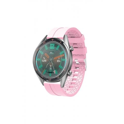 Honor Watch Gs Pro Uyumlu Pembe 22mm Içi Desenli Silikon Kordon-23