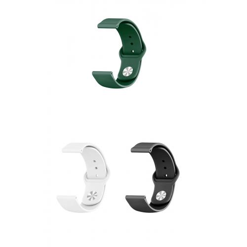 Xiaomi Watch S1 Active Uyumlu 22mm Klasik Silikon Kordon 3'lü Set-B22