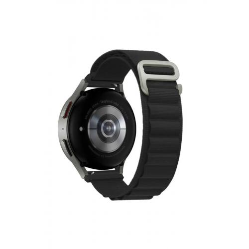 Gear S3 42mm 20mm AlpineUyumlu  Loop Hasır Kordon Siyah Kordon-74