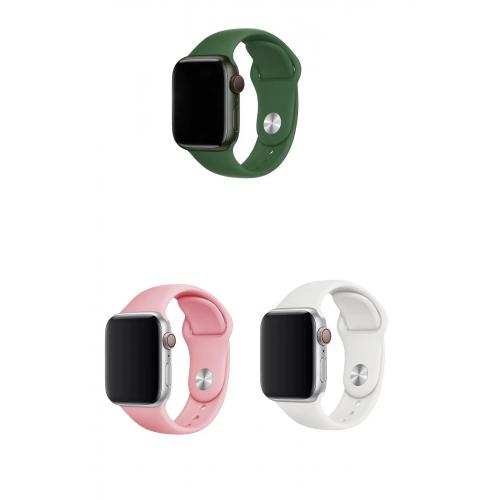 Apple Watch Ultra 2 Uyumlu 49mm Klasik Silikon Kordon 3'lü Set-B9