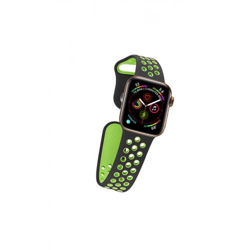 Apple Watch 3 4 5 6 7 8 9 SE Uyumlu 38-40-41mm Delikli Silikon Kordon-02 Turuncu-Siyah