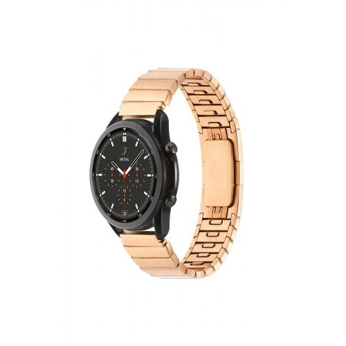 Huawei Watch GT2 46mm (22mm) Çizgi tasarımlı Metal Kordon Rose Gold Kordon-82