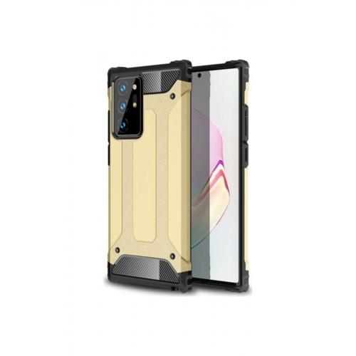 Samsung Galaxy Note 20 Ultra Kılıf Çift Katmanlı Armour Case Gold