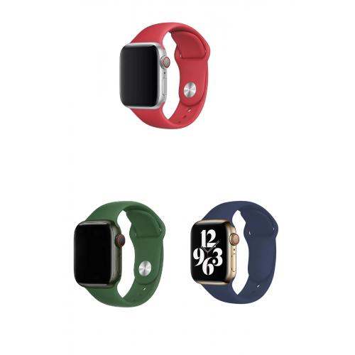 Apple Watch Ultra Uyumlu 49mm Klasik Silikon Kordon 3'lü Set-B15