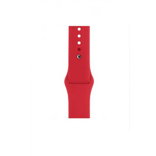 Apple Watch 8 (45mm) Uyumlu Klasik Silikon Kordon Kırmızı