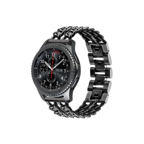 Amazfit Pace Için Siyah 22mm Zincir Halkalı Metal Kordon-17