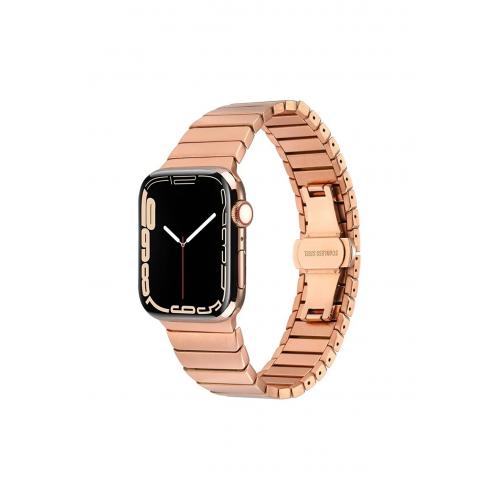 Apple Watch Se (44mm) Metal Strap Kayış Rose Gold Kordon-79