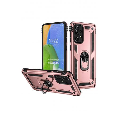 Samsung Galaxy A73 Için Manyetik Yüzüklü Standlı Vega Sert Silikon Rose Gold