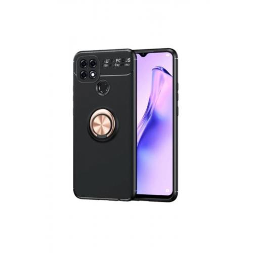 Oppo Reno A15 Için Yüzüklü Manyetik Ravel Silikon Kılıf Siyah - Rose Gold