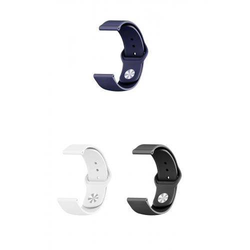 Xiaomi Watch S1 Pro Uyumlu 22mm Klasik Silikon Kordon 3'lü Set-B20