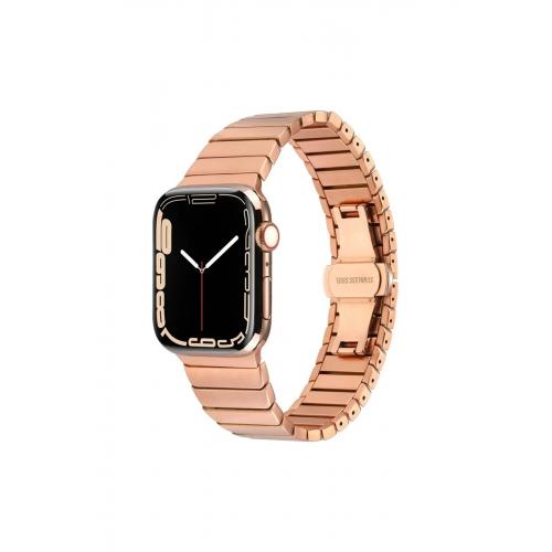 Apple Watch 6 (44mm) Metal Strap Kayış Rose Gold Kordon-79