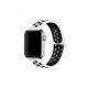 Apple Watch 3 4 5 6 7 8 9 SE Uyumlu 38-40-41mm Delikli Silikon Kordon-02 Beyaz-Siyah