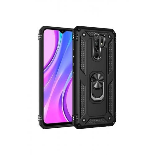 Xiaomi Redmi 9 Kılıf Yüzüklü Manyetik Vega Siyah