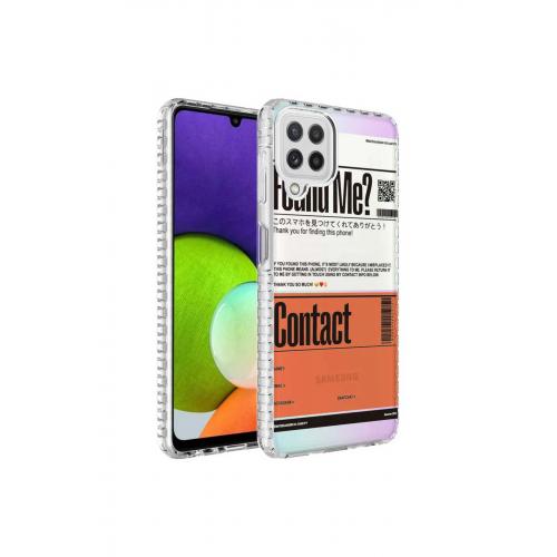 Galaxy M22 için Renkli Desenli Elegans Sert Silikon Kapak No6