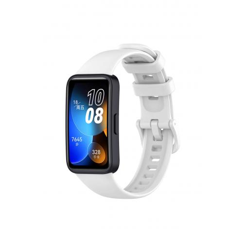 Huawei Band 8 Uyumlu Klasik Silikon Kordon Beyaz