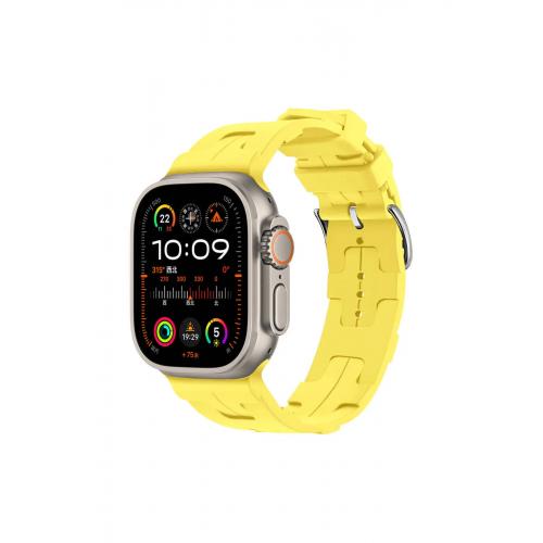Apple Watch 42-44-45-49mm için Silikon Kordon-92 Sarı