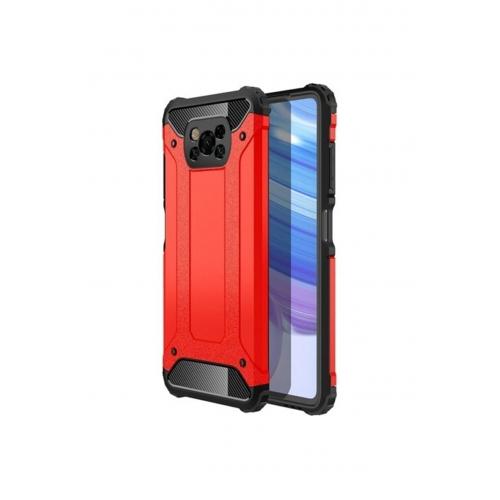 Xiaomi Pocophone X3 Nfc Kılıf Çift Katmanlı Armour Case Kırmızı